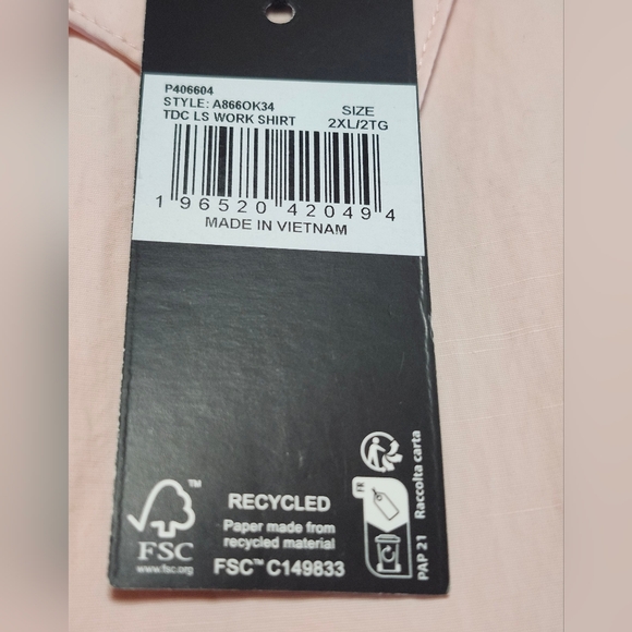 Dickies x TDC Snap Button Long Sleeve Work Shirt In Champagne Pink - Size 2XL - Picture 9 of 16